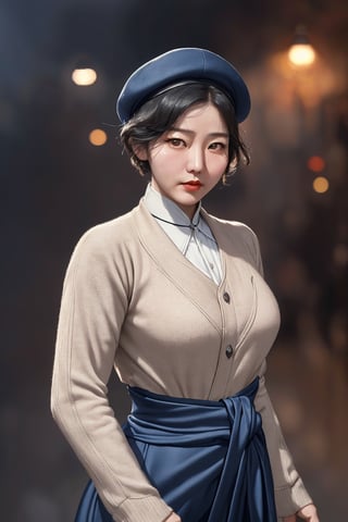 ((((An strong impression large 40-Year-Old Korean male independence activist at 1920s)))), (Black Hair, short hair, mustache, 1920s golf cap), (Inquisitive Sapphire Gaze:1.4), (Dressed in 1920s style brown thick and long coat, winter sweater), (Foggy Seoul Streets at 1920s), (Dynamic Pose:1.4), Centered, (Waist-up Shot:1.4), From Front Shot, Insane Details, Intricate Face Detail, Intricate Hand Details, Cinematic Shot and Lighting, Realistic and Vibrant Colors, Masterpiece, Sharp Focus, Ultra Detailed, Incredibly Realistic Environment and Scene, 