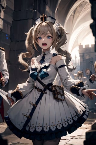 bbarbara (genshin impact),
1girl,
hat,
latin cross,
blonde hair,
long hair,
twintails,
twin drills,
blue eyes,
bow.
torn dres,
frilled skirt,
detached sleeves,

white pantyhose,
book,
belt
white pantyhose,
book,

blood, dirt, good hands, pretty face, mud, dungeon, full body, cave, cavern, torn stockings, many wounds,, torn dress, scared. praying, winter clothes, a lot of blood per suit, slimy insects, praying, crying, mud, a lot of blood, dark, hell, dungeon, at night, crying,  devil.ghosts, red eyes, palace, scared, cryingworms, running,  whole body, nice whole body, castle