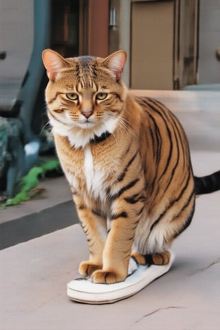 Wow, that's one majestic cat! It's almost like a tiger and a domestic cat had a super cool fusion. wearing tiger slippers And about that '110', maybe it's part of a top-secret feline mission?