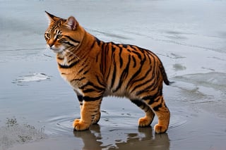 Wow, that's one majestic cat! It's almost like a tiger and a domestic cat had a super cool fusion. wearing tiger slippers And about that '110', maybe it's part of a top-secret feline mission?