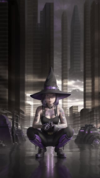 best quality, masterpiece, (detailed:1.2), 1girl, mona, squatting, cutesie, witch hat, science fiction, cyberpunk, purple hair, chromatic aberration, outdoors, city, crowd, faceless crowd","wallpaper, 1boy, solo, male focus, tattoo, monochrome, cyberpunk, (chromatic aberration), detailed background, mechanical parts, cable, indoors