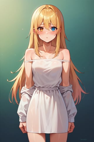 score_9, score_8_up, score_7_up, score_6_up, BREAK source_anime, female, seldner , shy girl, long blonde hair, pretty, nerdy, heterochromia, blue and amber eyes, baggy clothing, make-up, hourglass_figure, small waist, baggy clothes,