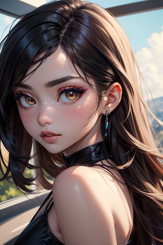 ((masterpiece)), ((ultra detailed)), (ultra quality), (very_high_resolution), scenery, pale skin, black hair, long hair, big eyes, brown eyes, painted nails, beauty, thin eyebrows, Douyin makeup, Full lips, Small breasts, Short and petite, college