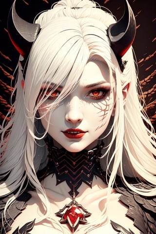 masterpiece, best quality, face portrait of a female anthro loona hellhound, loonacroptop, detailed face, detailed eyes, slit pupils, white eyes, red sclera, happy, [smile, [spiked collar], pentagram],makeup