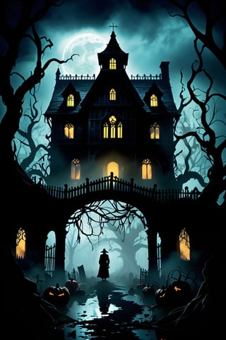 Sure, here are some prompts to generate a creepy and eerie style image:

1. Dark shadows and obscure figures
2. Haunting mist or fog
3. Abandoned and decrepit building
4. Glowing eyes in the darkness
5. Twisted and gnarled trees
6. Moonlit graveyard
7. Reflections of distorted faces
8. Tangled cobwebs and spiders
9. Ominous whispers or faint cries
10. A lone figure in silhouette

These prompts should help guide the creation of a spooky and unsettling image using AI tools or artistic inspiration.