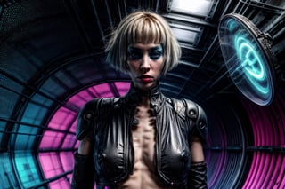 WOMAN, strange fashion, fashion photography, ((neon lights:0.7)), retro future, android fight, reality bug, chaotic, dimensional rift, nanotechnology wonder, cyborg symbiosis, (fighting female androids),