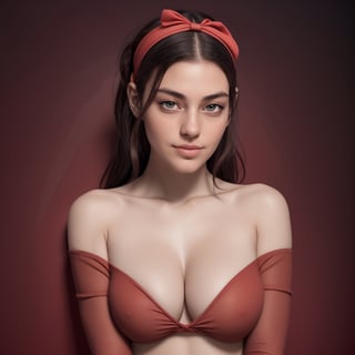 (full body), ((1 woman)), black hair, (detailed eyes), (red hairband), (hairband:1.3), long hair, side locks, bare shoulders, collarbone, t-shirt, long sleeves, off-the-shoulder, off-the-shoulder T-shirt, off-the-shoulder T-shirt, pantyhose, T-shirt, thigh-high stockings, BREAK interior cleavage, lying on the floor, view from above BREAK looking at viewer, BREAK (Masterpiece:1.2), best quality, high resolution, 8k Unity wallpaper, (artwork:0.8), (minimalist red background:1.5) (beautiful detailed eyes), extremely detailed face, perfect lighting, extremely detailed CG (perfect hands, perfect anatomy) , MagicPerez