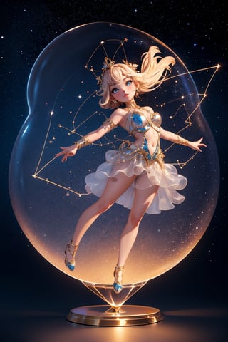 ATwelve constellations cute figure, light, transparent material, shimmer, pop mart style,3D,high-definition