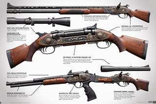features a detailed diagram of a double-barrel shotgun, showcasing its various parts and mechanisms. The gun is displayed in a cross-sectional view, with the barrels and other components clearly visible. 

In addition to the main double-barrel shotgun, there are several other guns and firearms scattered throughout the image. Some of these guns are positioned in the background, while others are placed closer to the viewer. The overall scene provides a comprehensive understanding of the intricate workings of a double-barrel shotgun and its components.