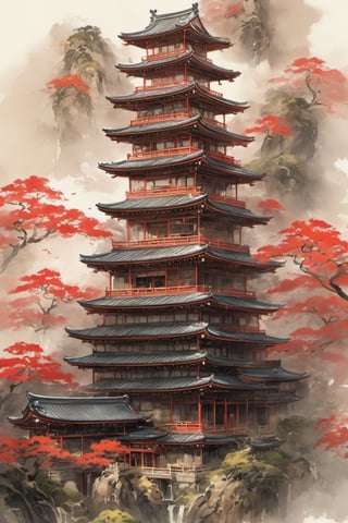 japanese art, old japan bulding, high_resolution, high detail, ,dragon-themed