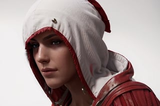 Kassandra, close up, white background, assassin, red, proves, hooded 