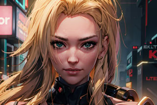 Alt, Cyberpunk, blonde hair, close up, smile