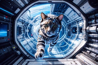 cat in astronaut suit, realistic, high quality, on a space base, bing_astronaut,bing_astronaut