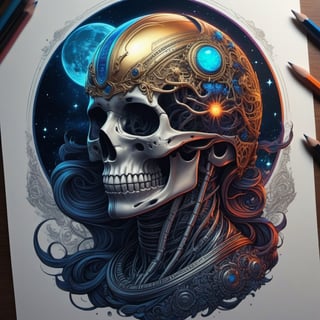 (delightful anatomy), (gloomy illumination, insane, stunning, dramatic, completed artwork, HQ), (Apterus anatomy, Dan mumford style), twisted and bent floral patterns, hieroglyph, glitch art, neon, floral patterns, hieroglyph, glitch art, face symmetry, masterpiece, award - winning, sharp focus, intricate concept art, ambient lighting, artstation, pixiv, (astronaut), cosmic, galaxy, moon, UHD, HDR, 16k Model: jim EIDOMODE version10,pencil sketch,detailmaster2