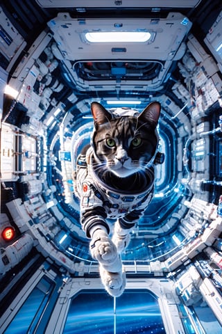 cat in astronaut suit, realistic, high quality, on a space base, bing_astronaut,bing_astronaut