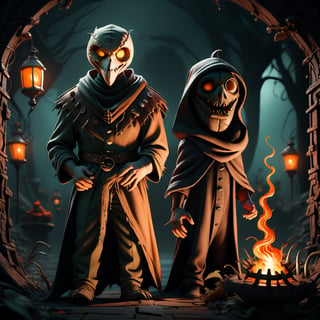 "death prophet" from Dota2 surrounded by her ghosts, glowing green eyes, full body shot, cinematic lighting, gloomy mood, horror,plague doctor,horror,Jack o 'Lantern, jack-o'-lantern monster, little elves with jack-o'-lantern heads, clash of clash, heterochromia,EpicArt,AGE REGRESSION,DonMG414