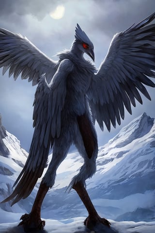 Opium bird, standing, feathers, white feathers, bird, birdman, humanoid, bird head, with extremely long beak, long beak, long mouth, full body, bird legs, bird arms, sinister, terrifying, beautiful , ragged, wide body, fat

High quality, HD, 4kHD, cinematic, atmospheric, realistic, ultra-realistic
snow, mountain, cloudy, gray sky, dark clouds
Detail,lora:largebulg1-000012:1,AIDA_NH_humans,Pixel art,lora:largebulg1-000012:1,lora:largebulg1-000012:1