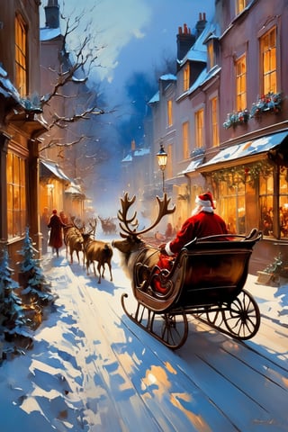 Christmas scene, a flying sleigh pulled by reindeer, magical scene, Santa Claus


Paul Hedley's artistic style in burnt umber and rose tones,

,BJ_Blue_butterfly