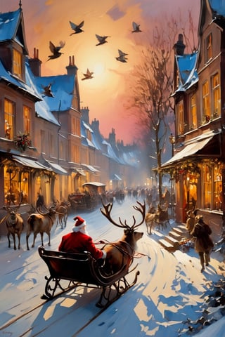 Christmas scene, a flying sleigh pulled by reindeer, magical scene, Santa Claus


Paul Hedley's artistic style in burnt umber and rose tones,

,BJ_Blue_butterfly