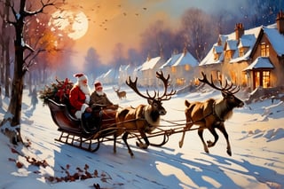 Christmas scene, a flying sleigh pulled by reindeer, magical scene, Santa Claus


Paul Hedley's artistic style in burnt umber and rose tones,

,BJ_Blue_butterfly