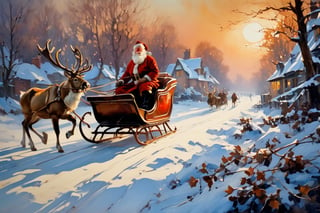 Christmas scene, a flying sleigh pulled by reindeer, magical scene, Santa Claus


Paul Hedley's artistic style in burnt umber and rose tones,

,BJ_Blue_butterfly