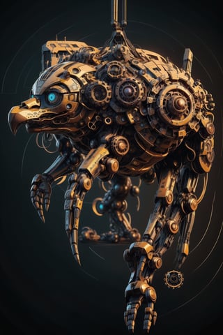 Epicrealism,Circle,dwemertechrobotic eagle, render 8k unreal engine, cables and gears, photorealistic, logo, logo with facialistic touches, robotic eagle logo,Mecha body