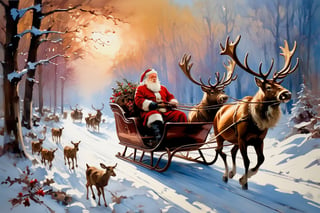 Christmas scene, a flying sleigh pulled by reindeer, magical scene, Santa Claus


Paul Hedley's artistic style in burnt umber and rose tones,

,BJ_Blue_butterfly