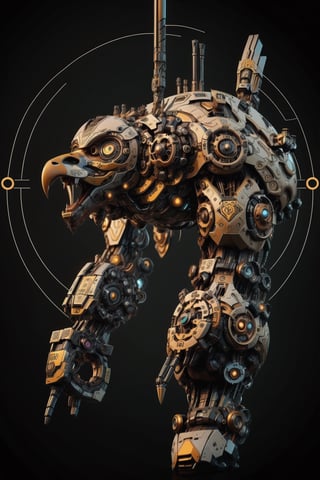 Epicrealism,Circle,dwemertechrobotic eagle, render 8k unreal engine, cables and gears, photorealistic, logo, logo with facialistic touches, robotic eagle logo,Mecha body