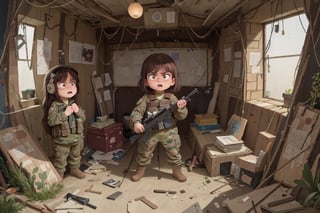 assault rifle, holding a rifle, soldier clothing,
Iran, Afghanistan
fire, war crimes, apocalypse, war crimes, terrorism, terrorist, destroyed car

  assault rifle, firearm
Debris, destruction, ruined city, death and destruction.
​
2 girls
Angry, angry look, disgust
child, child focusloli focus, a girl dressed as a soldier, surrounded by war destruction, cloudy day, high quality, high detail, immersive atmosphere, fantai12,DonMG414, horror,full body,full_gear_soldier,full gear,soldier