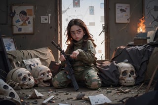 on the outside
assault rifle, holding a rifle, soldier clothing,
Iran, Afghanistan
fire, war crimes, apocalypse, war crimes, terrorism, terrorist, destroyed car

  assault rifle, firearm
Debris, destruction, ruined city, death and destruction.
​
2 girls
Angry, angry look, 
child, child focusloli focus, a girl dressed as a soldier, surrounded by war destruction, cloudy day, high quality, high detail, immersive atmosphere, fantai12,DonMG414, horror,full body,full_gear_soldier,full gear,soldier,r1ge,xxmixgirl, ,realistic,ink ,Pixel art,REALISTIC,disney pixar style