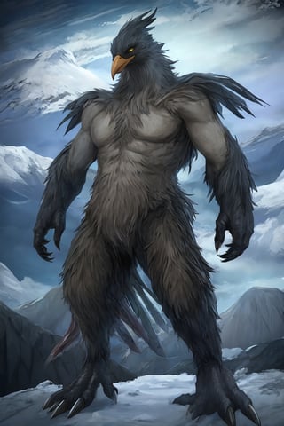 Opium bird, standing, feathers, white feathers, bird, birdman, humanoid, bird head, with extremely long beak, long beak, long mouth, full body, bird legs, bird arms, sinister, terrifying, beautiful , ragged, wide body, fat

High quality, HD, 4kHD, cinematic, atmospheric, realistic, ultra-realistic
snow, mountain, cloudy, gray sky, dark clouds
Detail,lora:largebulg1-000012:1,AIDA_NH_humans,Pixel art,lora:largebulg1-000012:1,lora:largebulg1-000012:1