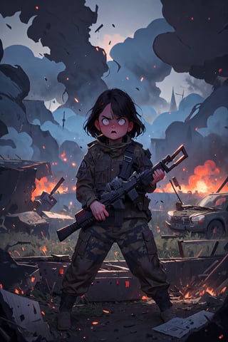 on the outside
pupils
assault rifle, holding a rifle, soldier clothing,
Iran, Afghanistan
fire, war crimes, apocalypse, war crimes, terrorism, terrorist, destroyed car

  assault rifle, firearm
Debris, destruction, ruined city, death and destruction.
​
multiples girls
Angry, angry look, 
child, child focusloli focus, a girl dressed as a soldier, surrounded by war destruction, cloudy day, high quality, high detail, immersive atmosphere, fantai12,DonMG414, horror,full body,full_gear_soldier,full gear,soldier,r1ge