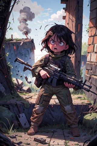 on the outside
pupils
assault rifle, holding a rifle, soldier clothing,
Iran, Afghanistan
fire, war crimes, apocalypse, war crimes, terrorism, terrorist, destroyed car

  assault rifle, firearm
Debris, destruction, ruined city, death and destruction.
​
multiples girls
Angry, angry look, 
child, child focusloli focus, a girl dressed as a soldier, surrounded by war destruction, cloudy day, high quality, high detail, immersive atmosphere, fantai12,DonMG414, horror,full body,full_gear_soldier,full gear,soldier,r1ge