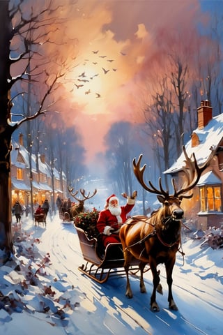 Christmas scene, a flying sleigh pulled by reindeer, magical scene, Santa Claus


Paul Hedley's artistic style in burnt umber and rose tones,

,BJ_Blue_butterfly