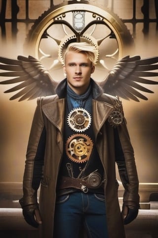 man's face, european man's face, attractive man's face, blue eyes, blonde hair.

Stylish,steampunk style