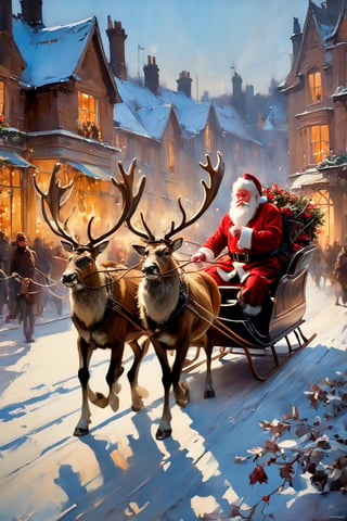 Christmas scene, a flying sleigh pulled by reindeer, magical scene, Santa Claus


Paul Hedley's artistic style in burnt umber and rose tones,

,BJ_Blue_butterfly