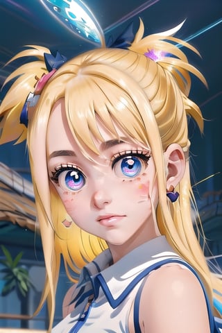 (masterpiece), best quality, expressive eyes, perfect face, glowing eyes, heart pupils, hair ornament, Volumetric Lighting, glitter, blush stickers, gawr gura,hmochako,AquaKnsb-KJ,Lucy_Heartfilia