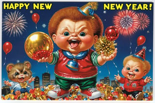 card of at Garbage pail kids, (happy new year eve) boy