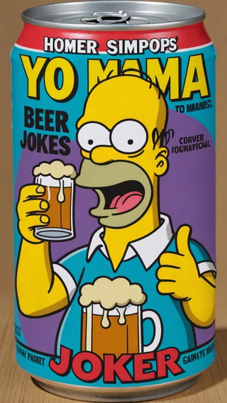 photo of Homer Simpson as Joker in beer can with text that says "yo mama jokes"