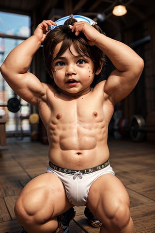 Very strong, muscular baby 3d realistic