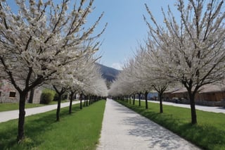 The white plum trees planted at the back of the village were in full bloom.

Ultra-clear, Ultra-detailed, ultra-realistic, ultra-close up, Prevent facial distortion,