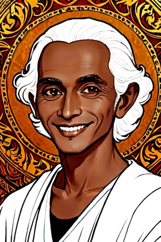 centered, uncropped,colouring book, Indonesia man 45 years, black eyes,close up portrait, Silhouette drawing of a smile man from the front, centered,intricate details,high resolution,4k, illustration style,Leonardo Style,OverallDetail,  fantasy novel illustration sketch, DaVinci,Coloring Book,ColoringBookAF, wongapril