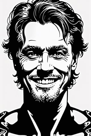  Silhouette drawing of a smile man from the front, centered,intricate details,high resolution,4k, illustration style,Leonardo Style,,dewong,wong-terminator