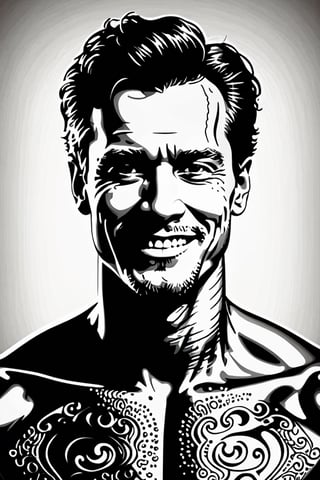  Silhouette drawing of a smile man from the front, centered,intricate details,high resolution,4k, illustration style,Leonardo Style,,dewong,wong-terminator,CEO