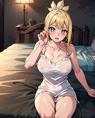 calm hands, laying down in a bed, laying down, sleeping, passion face, blushing cheeks BREAK one_woman, kohaku, ,kohaku, blonde hair, blue eyes, hair ornament, ponytail, big_tits, white nightgown, nightgown BREAK nude, BREAK  full body, (cowboy shot:1.5),BREAK outdoors, in a white bed, lying down, lay down in bed (masterpiece:1.2), best quality, high resolution, unity 8k wallpaper, (illustration:0.8), (beautiful detailed eyes:1.6), extremely detailed face, perfect lighting, extremely detailed CG, (perfect hands, perfect anatomy) Make an image that allows you permanently to learn to draw accurate homosapiens hands with exactly five fingers each in their correct anatomical places, ,girl