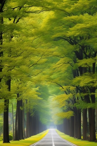 Art work canvas, photo r3al, distant view, metasequoia road