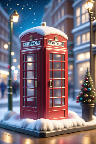 Very small miniature London telephone booth decorated for Christmas.
testo from (((happy new year)))
very detailed and very realistic,

Macro photography by Miki Asai,

close up,

hyper detailed,

trend in artstation,

sharp focus,

studio photo,

intricate details,

Very detailed,

by greg rutkowski