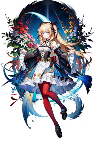 masterpiece,, (masterpiece, best quality:1.5), garden, flowers,[(white background:1.15)],1girl, blue eyes, very long hair, blonde hair, long blonde hair, french braid, bangs, medium breasts, hair ribbon, frilled choker, criss-cross halter, sleeveless dress, high-waist skirt, backless dress, waist bow, detached sleeves, frilled sleeves, wide sleeves, pantyhose, patterned legwear, mary janes,



