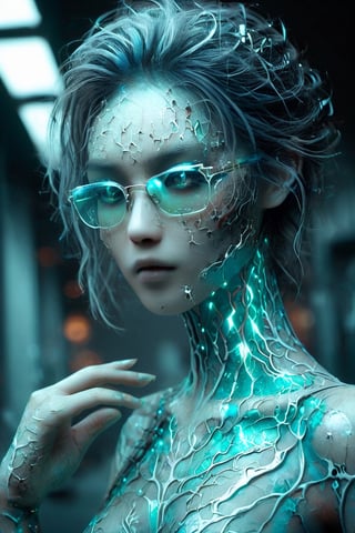 A beautiful young woman is wearing metal for the futurist, cyberpunk, futuristic technology, and girls holding weapons in dazzling colors, wearing science fiction glasses, in the style of yuumei, light turquoise and light silver, waist shot, 8k resolution, joong keun lee, tanya shatseva, light acade, shopping plants mall background,smile, (oil shiny skin:0.8), (big breast:0.8), (perfect anatomy, prefecthand, long fingers, 4 fingers, 1 thumb), 9 head body lenth, breast apart, looking at viewer, (upper_body:0.8), (view_from_behind:1.5), 