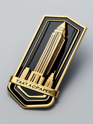 Masterpiece, realistic. High quality.
Gold badge. Black, skyscrapper 
TA1badge
